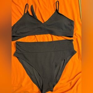Black Ribbed bikini Swimwear 4XL